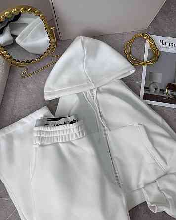 Женский утепленный прогулочный костюм двойка в спортивном стиле трехнить на флисе Молочный, 42/44 Одесса