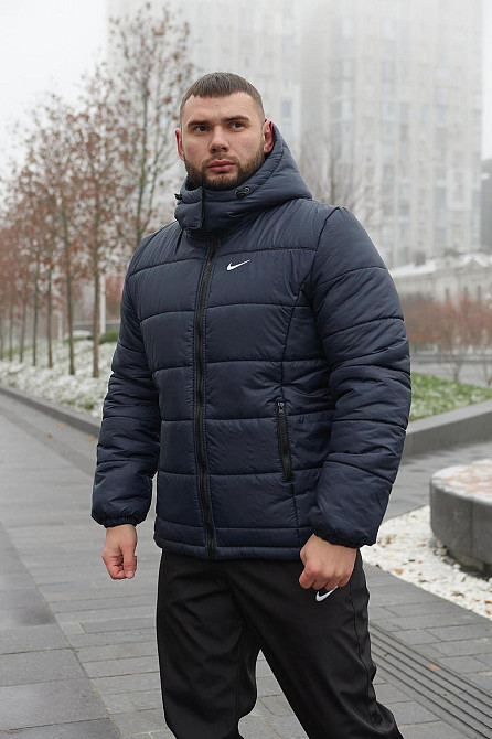 Зимова куртка чоловіча пух з підкладом на флісі коротка Frost синя Одеса - фото 5