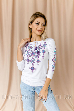 Вишиванка жіноча трикотажна з рукавом 3/4 "Зоряна ніч" Кривий Ріг - фото 1