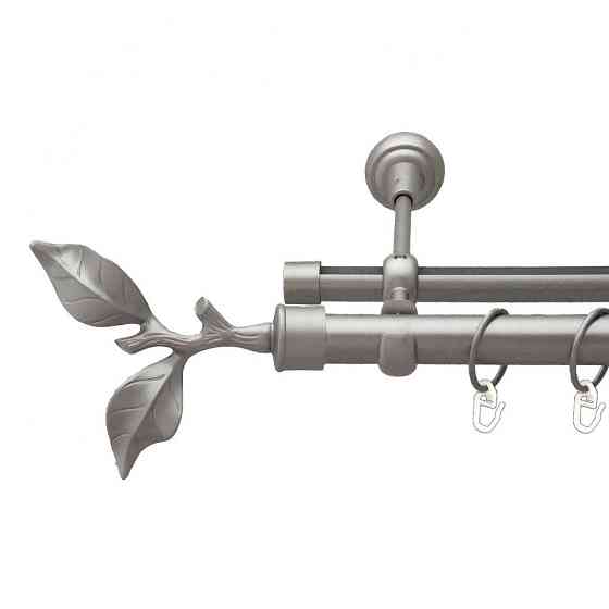 Карниз Orvit Листок Троянди металевий дворядний опозитний гладка \ профільна труба кільце металеве Сатин 25\19 мм 300 см (6452733) Львів