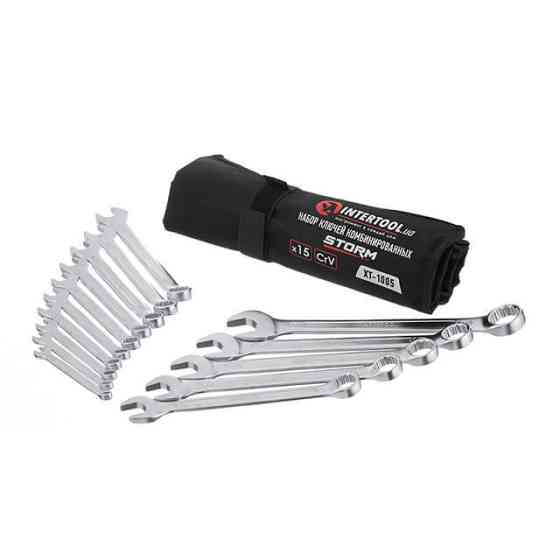 Набор ключей комбинированных, 15 шт, 6-22 мм, Cr-V, чехол, DIN3113, STORM INTERTOOL XT-1005 Киев