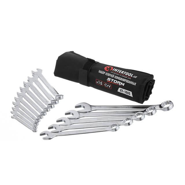 Набір ключів комбінованих, 15 шт., 6-22 мм, Cr-V, чохол, DIN3113, STORM INTERTOOL XT-1005 Київ - фото 3