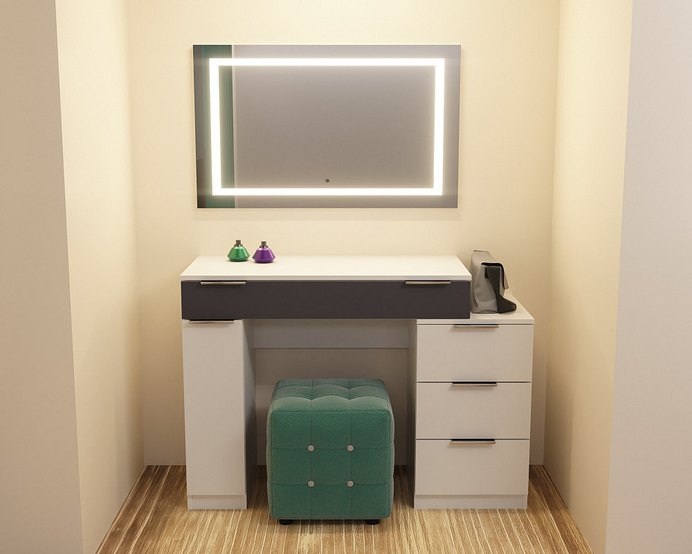 Стол туалетный Трюмо Кристалл, Белый/Антрацит, 1200/452/847 Львов - изображение 1