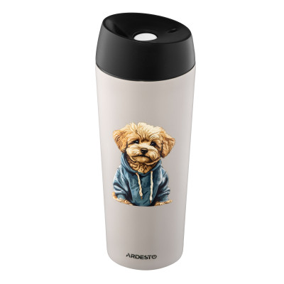 Термокружка Ardesto Coffee Time Maltipoo 450мл, нержавіюча сталь, бежевий (AR2645MP) Винница - изображение 3