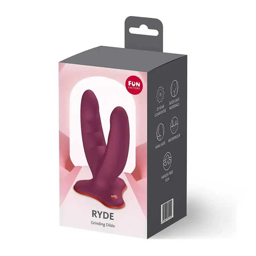 Двойной фаллоимитатор Fun Factory RYDE Wine Red, гибкие стволы, присоска Львов - изображение 7
