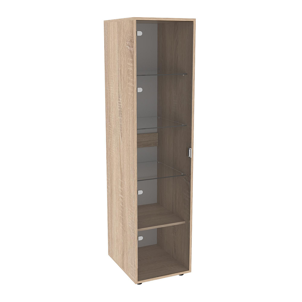 Пенал со стеклом Hugo H-4, Дуб Сонома, 420/520/1700 Львов - изображение 1