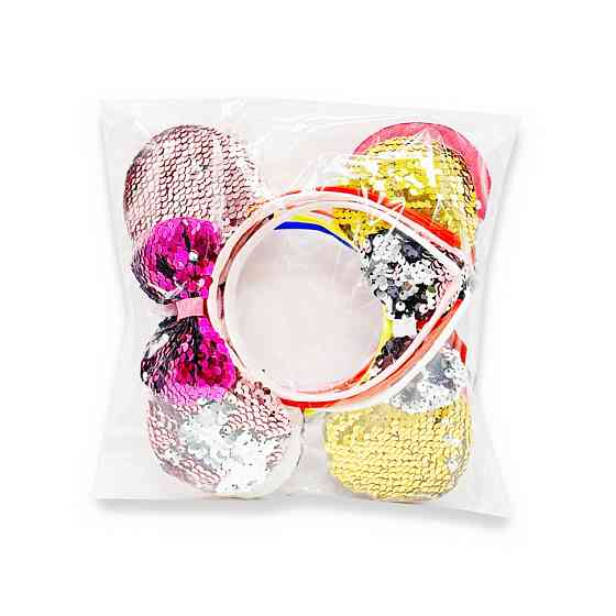 Набір обідків для волосся "Міккі" 0106-264 вушка в паєтках, 6 штук Вінниця