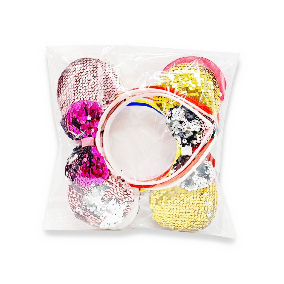 Набір обідків для волосся "Міккі" 0106-264 вушка в паєтках, 6 штук Вінниця - фото 3