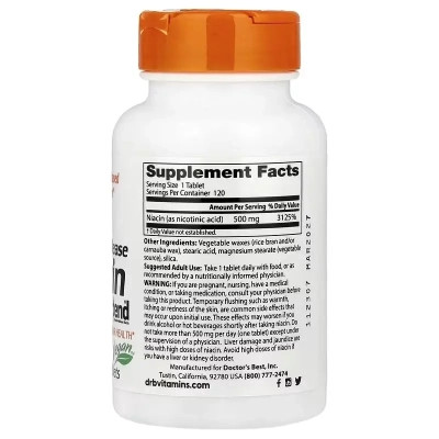 Витаминно-минеральный комплекс Doctor's Best Ниацин, Витамин В3, 500 мг, Sustained-Release Niacin with niaXtend, 120 табле (DRB-00242) Винница - изображение 2