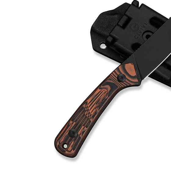 Нож фиксированный туристический Civivive Carveth (9,1 см) AEB-L / G10 оранжевый/черный с чехлом Киев