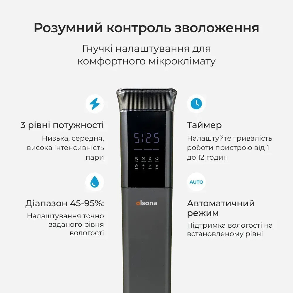 Потужний зволожувач повітря Ameliq для великих приміщень. Ультразвуковий зволожувач повітря з теплою та холодною парою Дніпро - фото 4