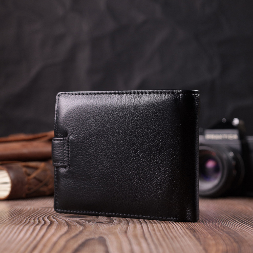 Бумажник мужской среднего размера из натуральной кожи ST Leather 22473 Черный Киев - изображение 10