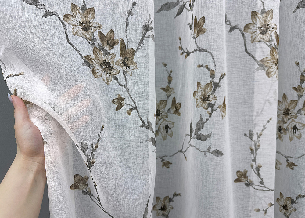 Тюль VR-Textil 1540т Flora Батист Белый с кофейным 250х270 см (42-1054) Киев - изображение 4