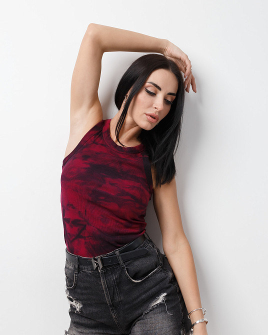 Облягаюча майка тай-дай Ripple 42-44, Малиновый Киев - изображение 3