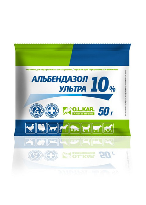 Альбендазол ультра 10% порошок 50 г O.L.KAR. Винница - изображение 1