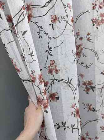 Тюль VR-Textil 1327т Flora Батист Білий з теракотово-чорним принтом 300х250 см (42-0817) Київ