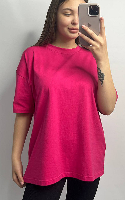 Базовая футболка женская оверсайз Малиновый M/L Харьков - изображение 3