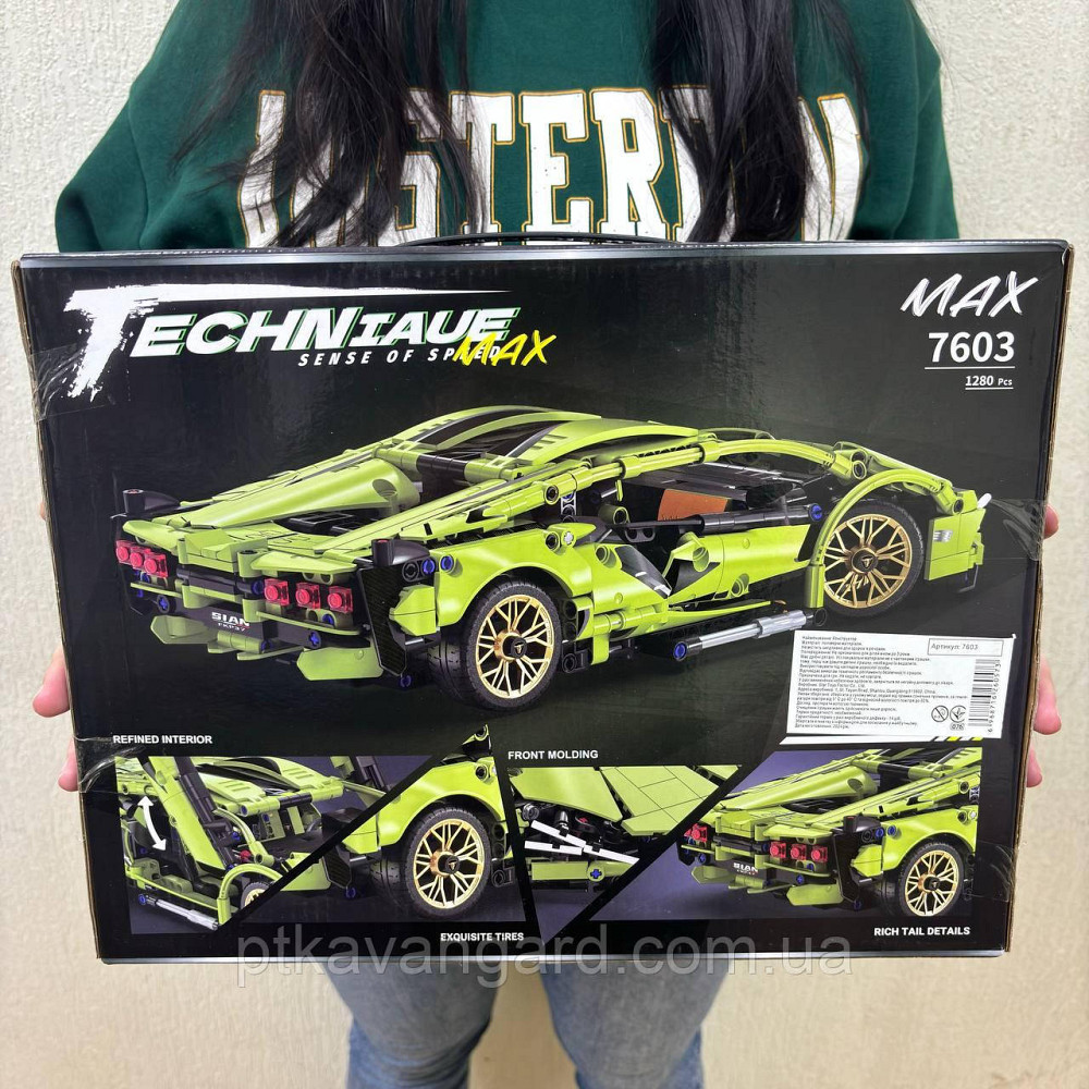 Конструктор автомобиль Lamborghini Sian суперкар машина Техник 1280 деталей 7603 зеленый Хмельницкий - изображение 3