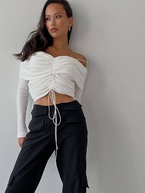 Женский романтичный топ с открытыми плечами рубчик мустанг Одесса - изображение 1