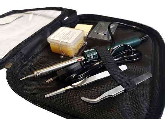 Паяльник електричний з набором інструментів та аксесуарів 6пр. (220V, 50Hz, 60W, пінцети-2шт, витрат Одеса