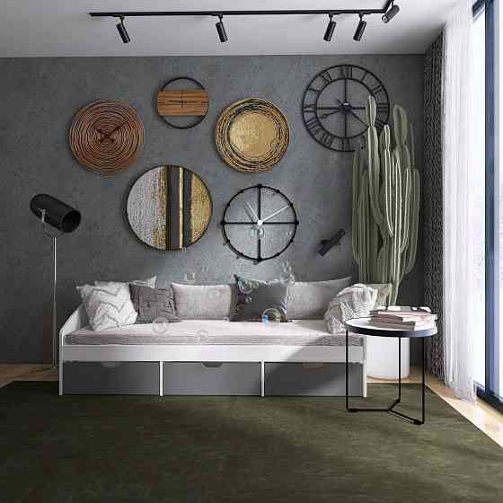 Ліжко односпальне з ящиками Еверест Комфорт 3 193х84х59 см Німфея Альба (білий)/Графіт (DTM-073831) Львів