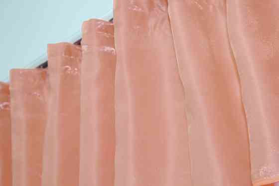 Кухонні штори VR-Textil № 073к з ламбрекеном і підхватами рожевий з персиковим 270х170 см (52-0391) Київ