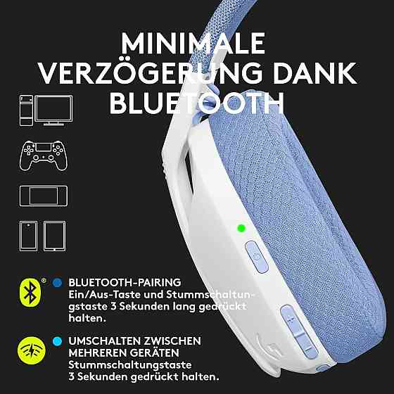 Бездротова ігрова гарнітура Logitech з Bluetooth, накладні навушники з мікрофоном повнорозмірні для ПК PS4 PS5 смартфона Nintendo Київ