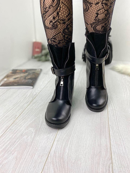 Черевики жіночі M.KRAFT чорні натуральна шкіра зима висота 20см каблук 4см (2482) 37р.41р. Коломыя - изображение 4