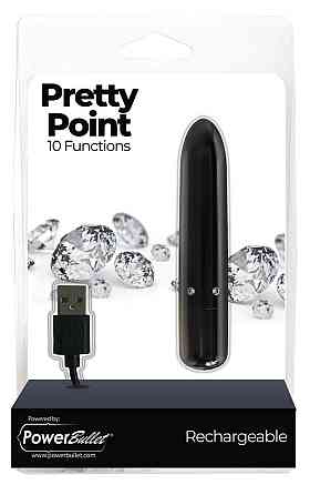 Вибропуля PowerBullet - Pretty Point Rechargeable Bullet Black Sex Aura Киев