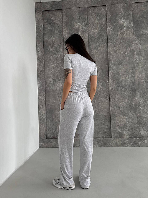 Жіночий базовий прогулянковий костюм-двійка: футболка та штани натуральна віскоза Меланж, 42/44 Одеса - фото 9