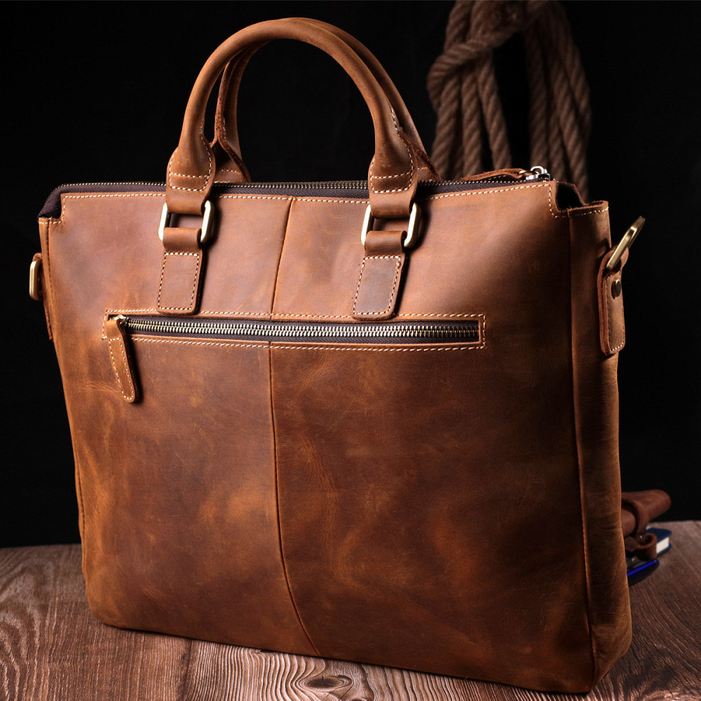 Чоловічий шкіряний портфель для документів ноутбука та роботи Vintage 22673 Коричневий Київ - фото 17