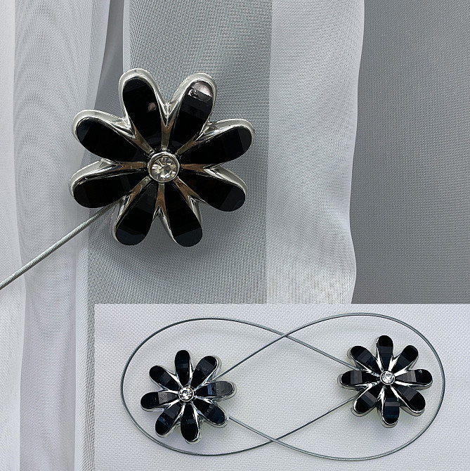 Магніти для штор та гардин "Flowers" набір 2 шт Чорний (81-249) Київ - фото 1