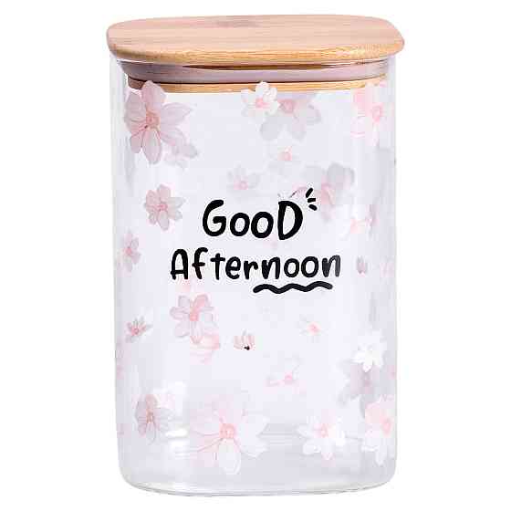 Yiwu Банка для сипучих продуктів з бамбуковою кришкою 1.2 л ємність для сипучих скло HP-34-23 Киев