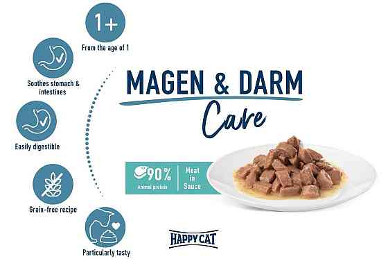 Влажный корм Happy Cat Magen&Dar с птицей для кошек с чувствительным пищеварением (кусочки) Акция 4+1 (5х85 г) Винница