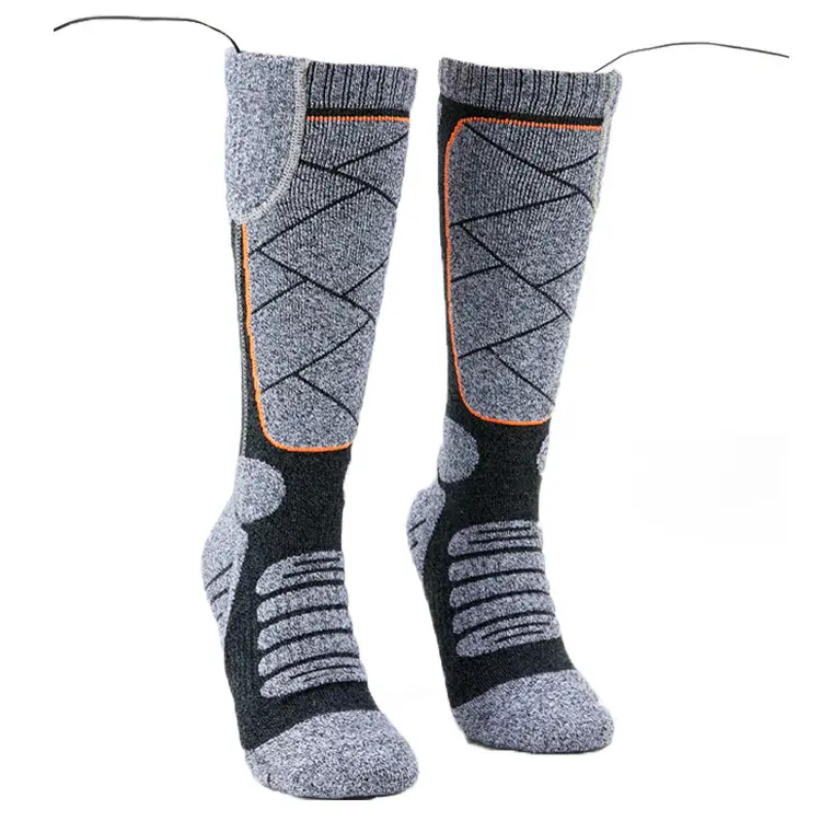 Высокие носки с подогревом и блоком питания на 2200mAh (Серые с ромбиками) Винница - изображение 7