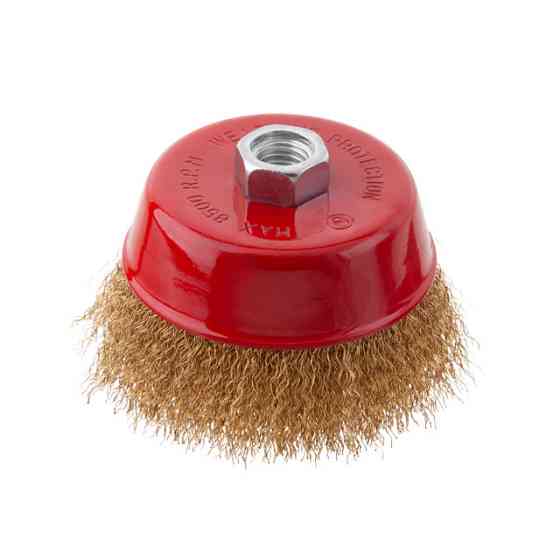 Щітка чашкова, 100 мм, M14, кручений дріт покритий латунню, для КШМ, 8500 об/хв INTERTOOL BT-1101 Киев