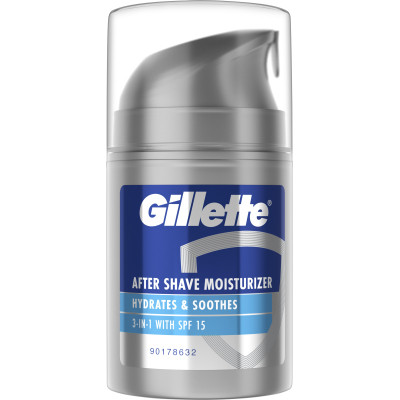 Бальзам после бритья Gillette 3 in 1 Hydrates & Soothes SPF+15 50 мл (8001090303929) Винница - изображение 1