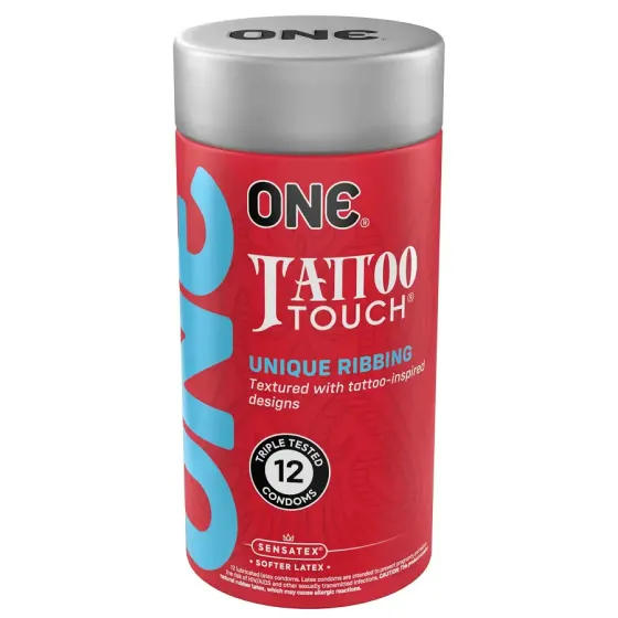Презервативи ONE Tattoo Touch 12 шт, подарункова упаковка тюб Львів