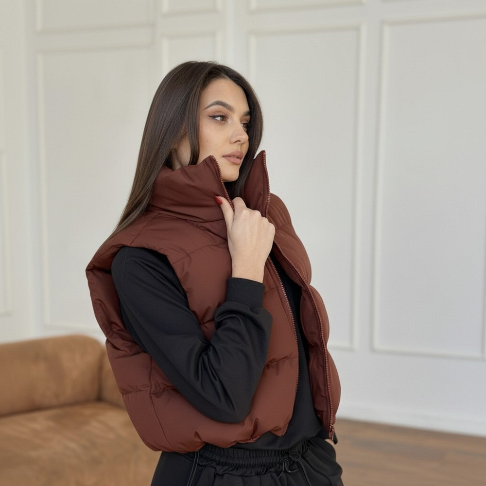 Жилетка чорна жіноча укорочена Коричневий 42/44 Харків - фото 12