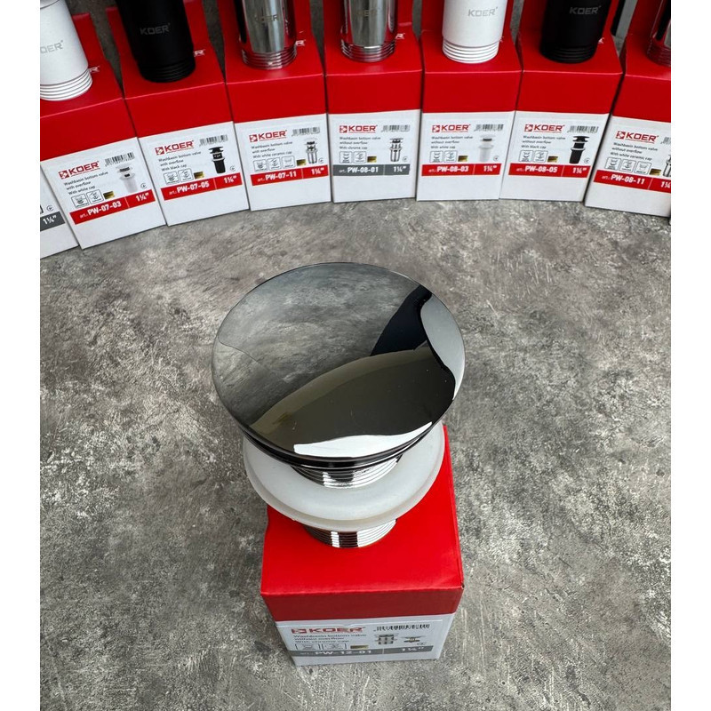 Донний клапан для раковини Koer PW-12-01 1 1/4''  без переливу автоматичний СLICK-СLACK Колір хром ( 16457 ) Харьков - изображение 7