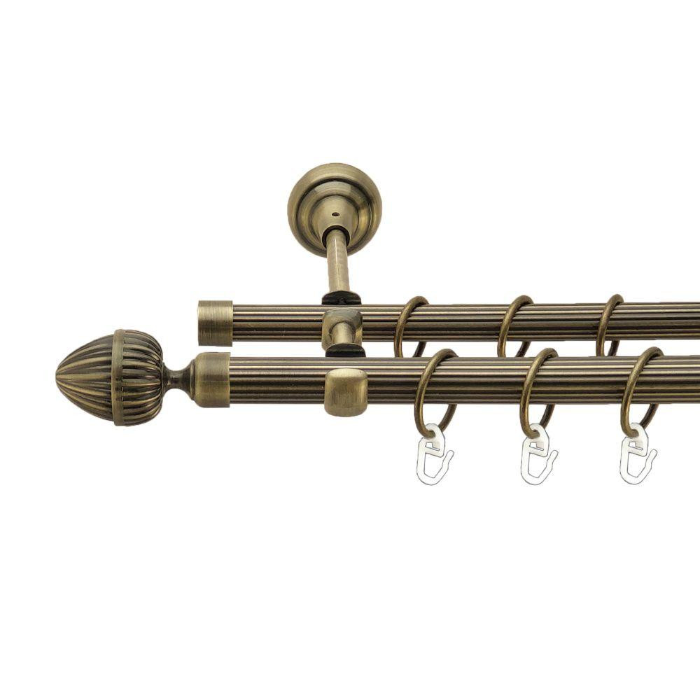 Карниз Orvit Одеон металевий дворядний відкритий рифлена труба кільце металеве Антик 19\16 мм 200 см (00-00017372) Львів - фото 1