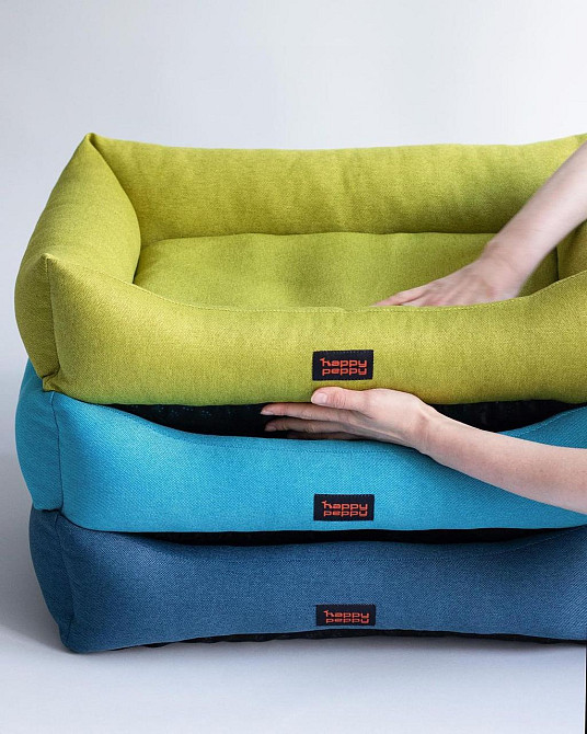 Лежак для собак и котов Happy Peppy (Хэппи Пеппи) Sofa Рогожка 80х120 см, Синий Запорожье - изображение 6
