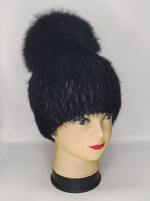 Шапка женская меховая фонарик Агата Черный Харьков - изображение 1