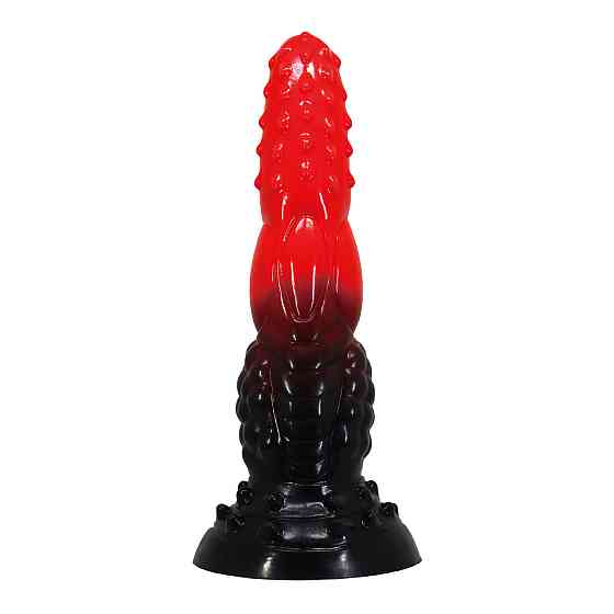 Фаллоимитатор силиконовый Power Monsters Fire Dragon на присоске, черно-красный, 5.5 см х 24.5 см Sex Aura Киев