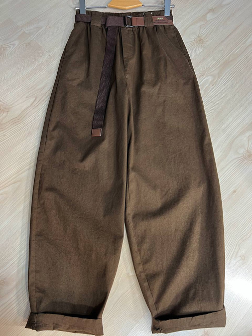 Брюки женские A-N 712 МОМ jeans широкие бананы облегченный тонкий коттон с ремнем коричневые, коричн Одесса - изображение 2