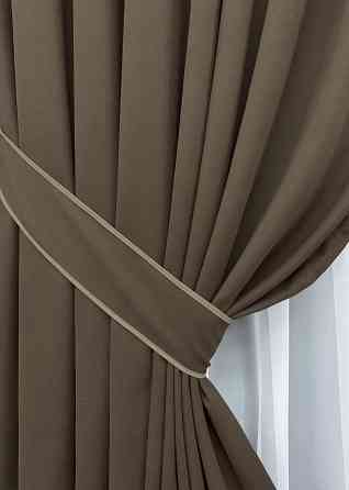 Комплект готових штор VR-Textil Мікровелюр Petek № 1831ш Кавовий 200х290 см 2 шт (32-148) Київ