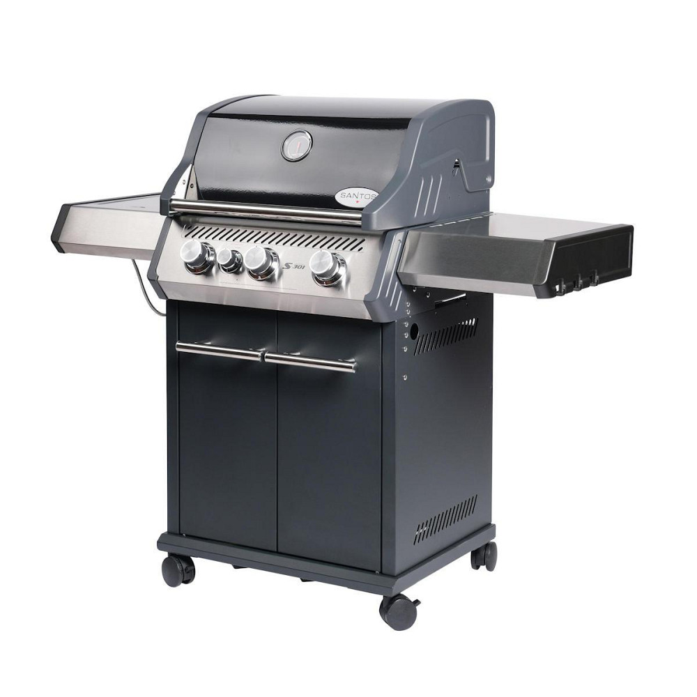 Газовий гриль SANTOS S-301 Black, з бічним пальником, чорний 900235 Код: 010949 Рівне - фото 1