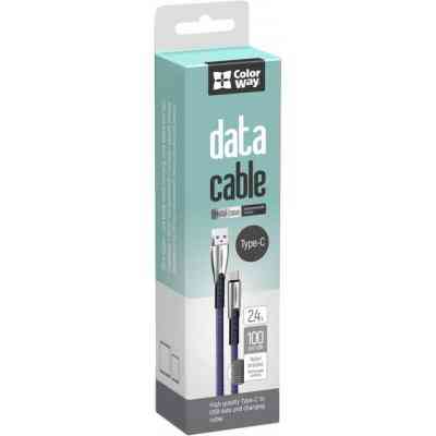 Дата кабель USB 2.0 AM to Type-C 1.0m zinc alloy blue ColorWay (CW-CBUC012-BL) Винница