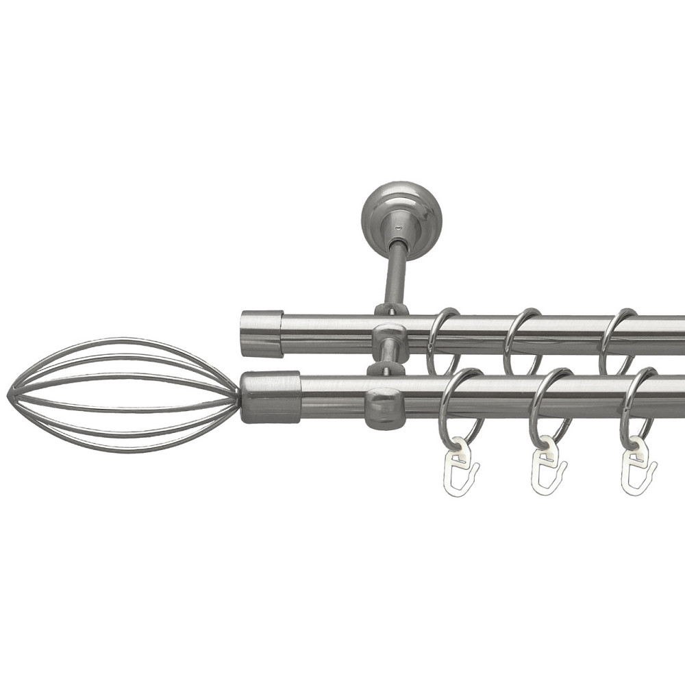 Карниз Orvit Мікс металевий дворядний відкритий Нержавіюча Сталь 19\19 мм 200 см (00-00016087) Львів - фото 1