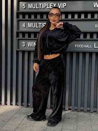 Женский прогулочный костюм двойка: кофта и штаны велюр мрамор Одесса